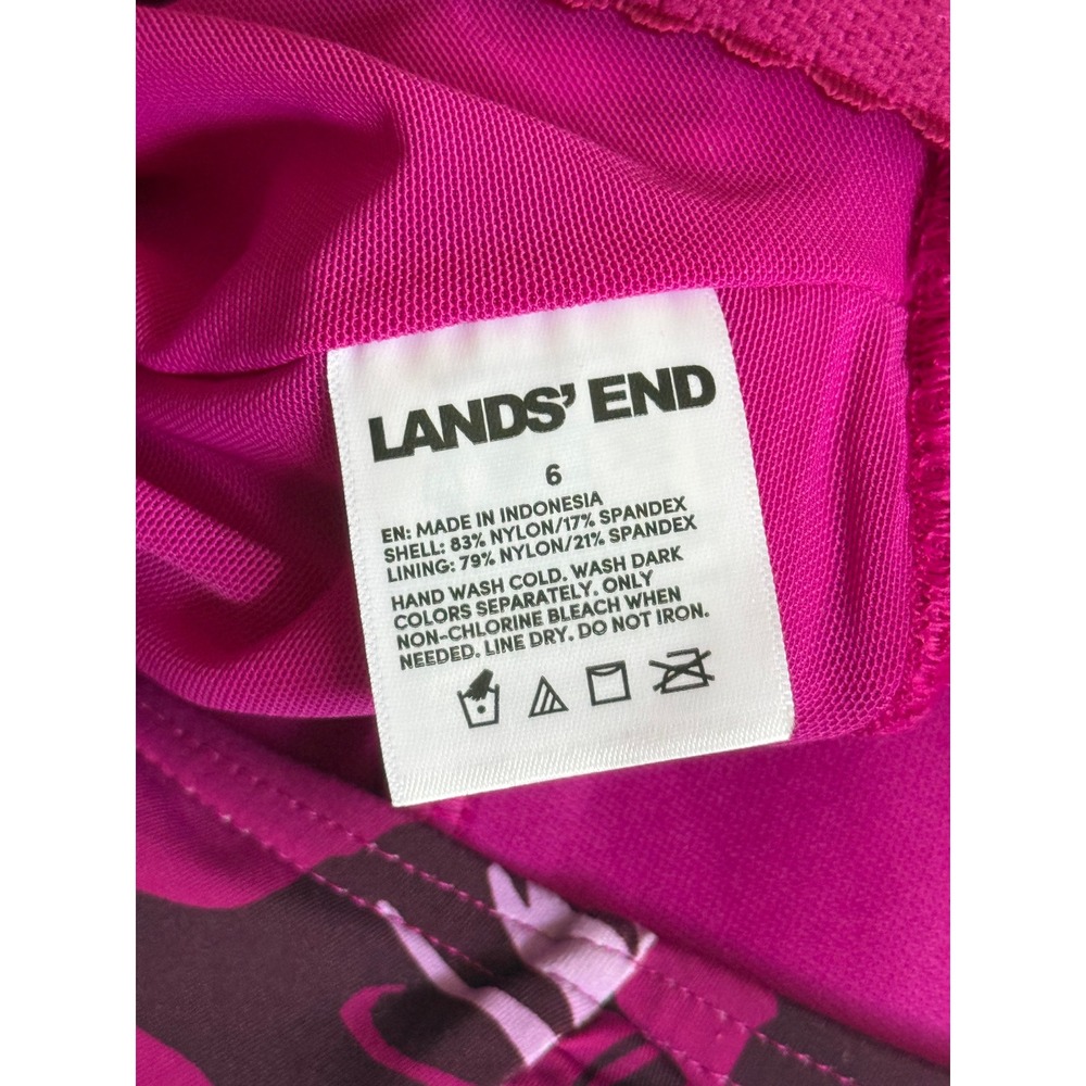 Lands End Womens Halter One Piece Swimsuit Magenta Pink Floral Keyhole 6 NEW - Picture 4 of 4